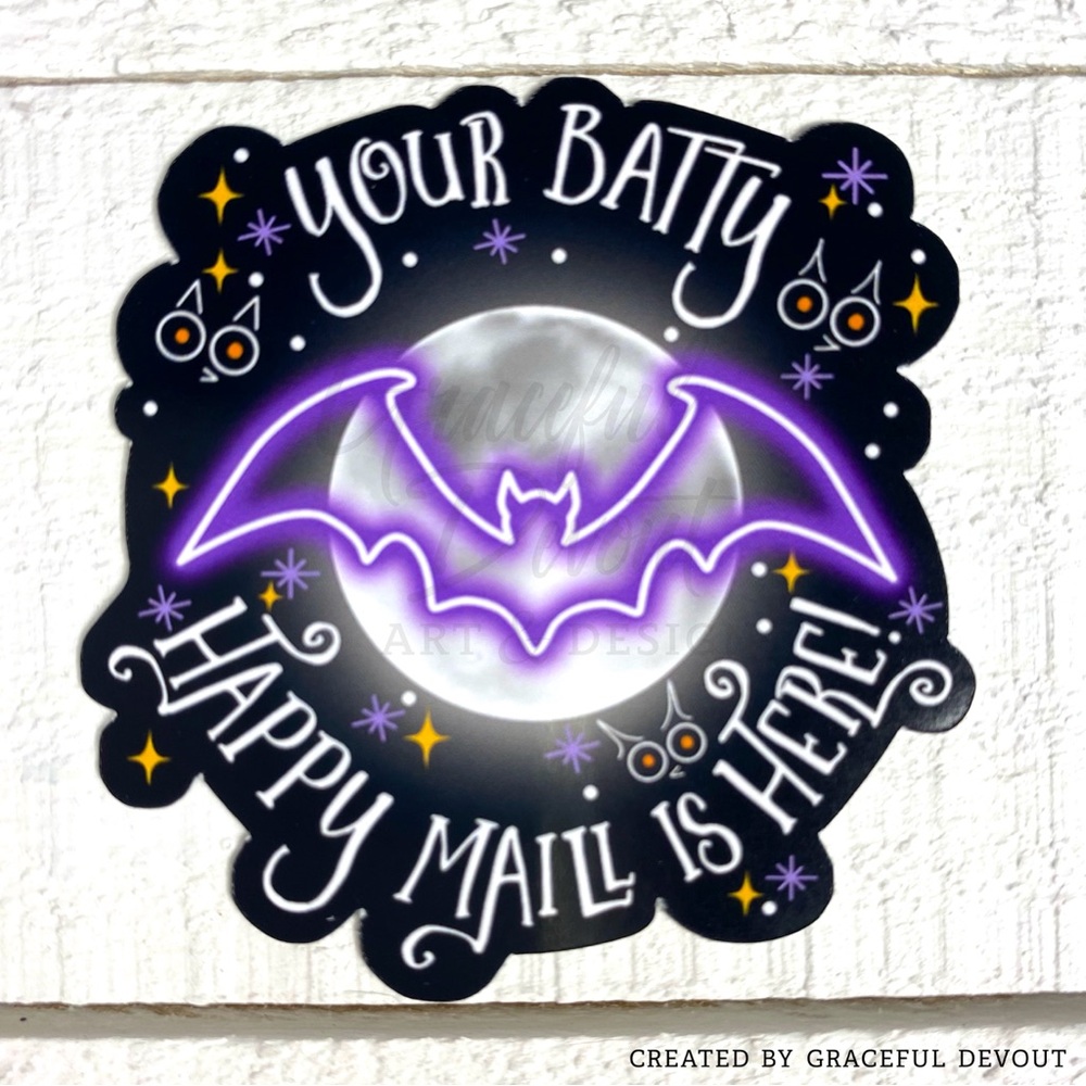 Your Batty Happy Halloween Is Here! 2" (inches) 48ct.) Stickers - Picture 3 of 4